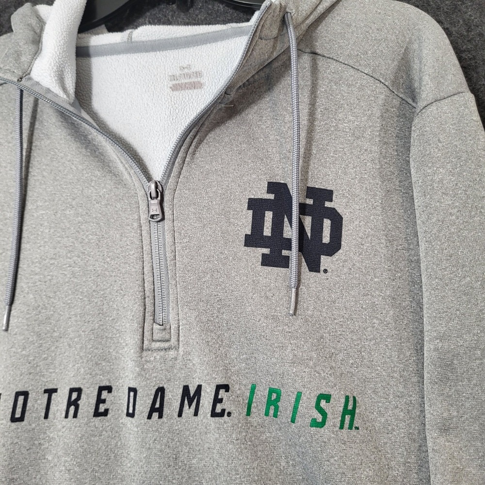 Notre Dame Fighting Irish Mens XL Gray Quarter Zip Hoodie Pullover Under Armour